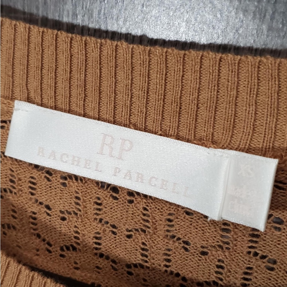 Rachel Parcell Pointelle Ruffle Sweater Beige Tan Size XS - Picture 4 of 8